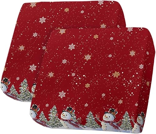 Fundas de cojín para sofá de Navidad con diseño de muñeco de nieve rojo, funda elástica para sofá con parte inferior elástica, fundas de sofá de