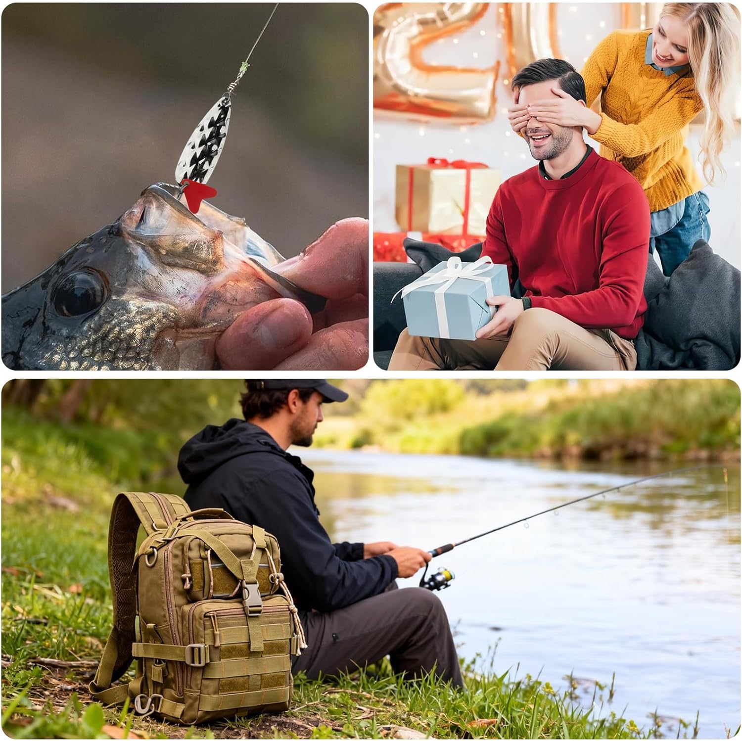 NewBEP Lot de 139 sacs à dos de pêche, sac à dos de pêche avec accessoires, sac de pêche, pince à poisson, ensemble d'accessoires de pêche en eau salée, marron, Sac à dos multifonction