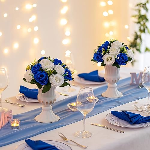 Miniatura 3 de Sziqiqi Flores artificiales azules para decoración, bolas de flores falsas para centros de mesa de boda, mesas, arreglo de centro de mesa de flores