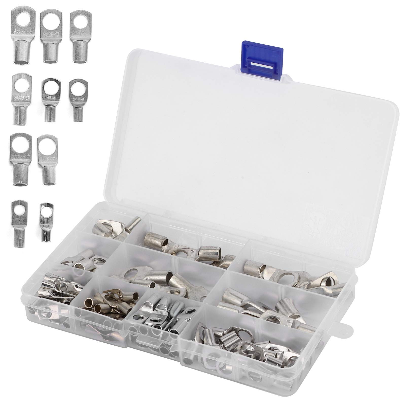 Terminali Di Filo Di Rame, 14-12 AWG OT2.5-6, Foro Di Bullone, Estremità Del Cavo Della Batteria, Occhielli Crimpatura Tubolare Anello, Terminali Connettori Argentati, 200 Pezzi - Foto 6