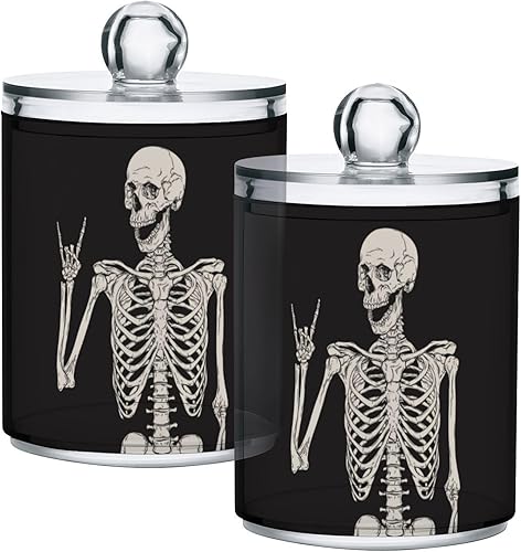ZOEO Juego de 2 recipientes para baño, diseño de esqueleto de estrella de rock, diseño de calavera y calavera, dispensador de tarros de plástico disponible en Yaxa El Salvador