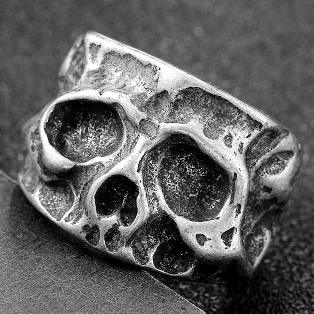 Stainless Steel Retro Vintage Antique Gothic Skull Death Biker Skeleton Cocktail Party Ring