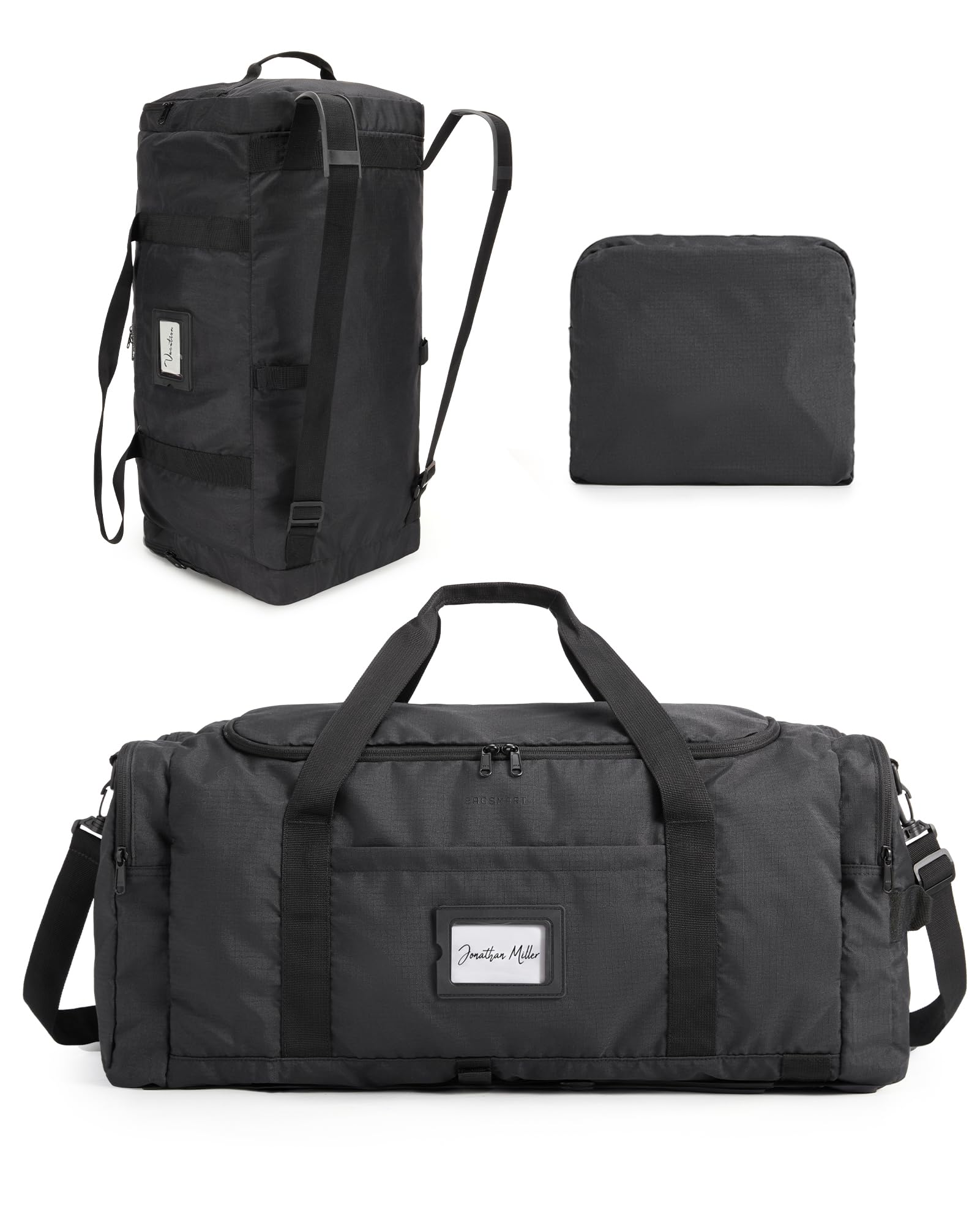 BAGSAMRT 120L Foldable Duffle Bag for Travel, Large Travel Duffel Bag for Men, 4 in 1 Travel Backpack, Carry on Weekender Bag, Black