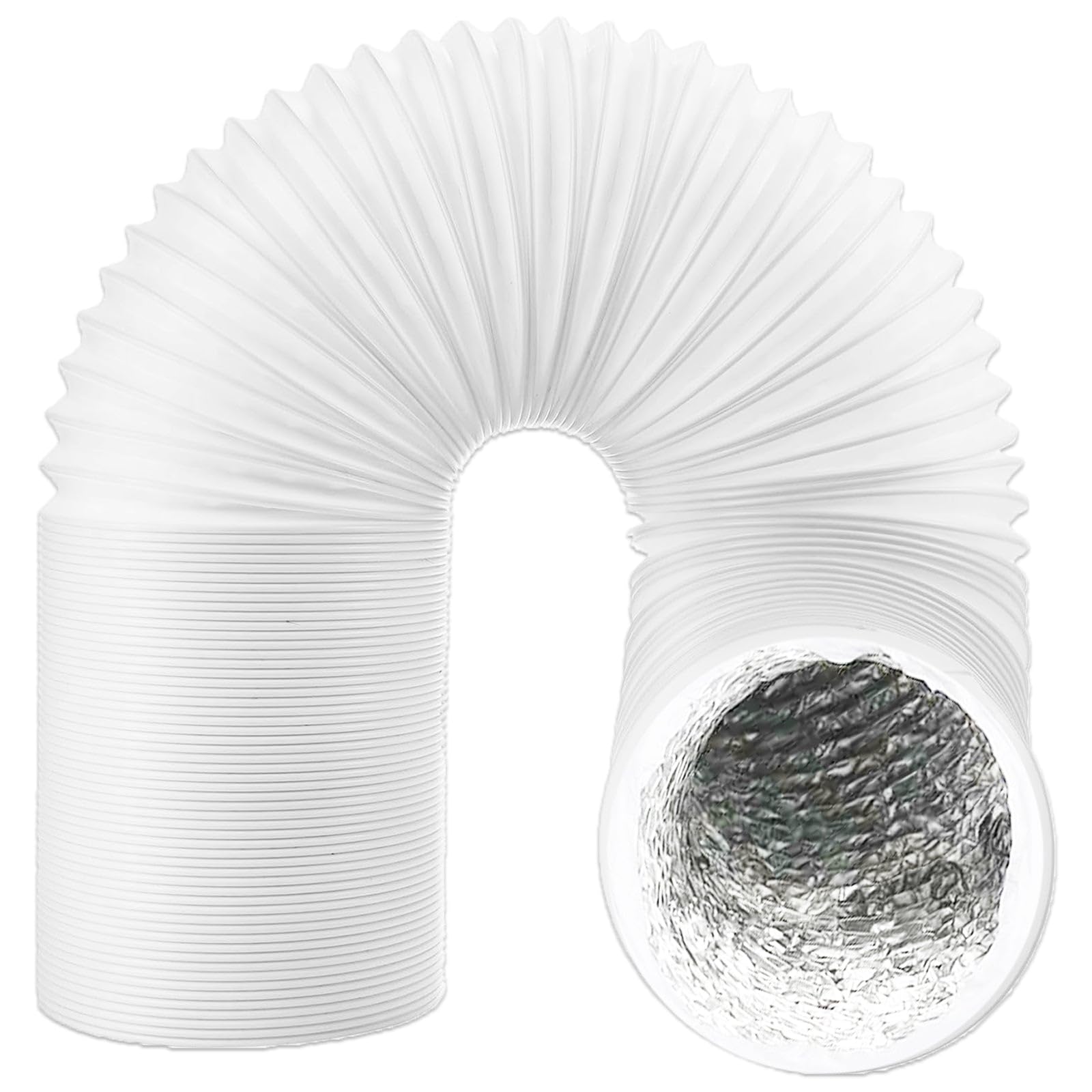 SPARES2GO Universal Insulated Vent Hose Flexible PVC Aluminium Foil Lined Duct Outlet Pipe (4" x 2.5m)
