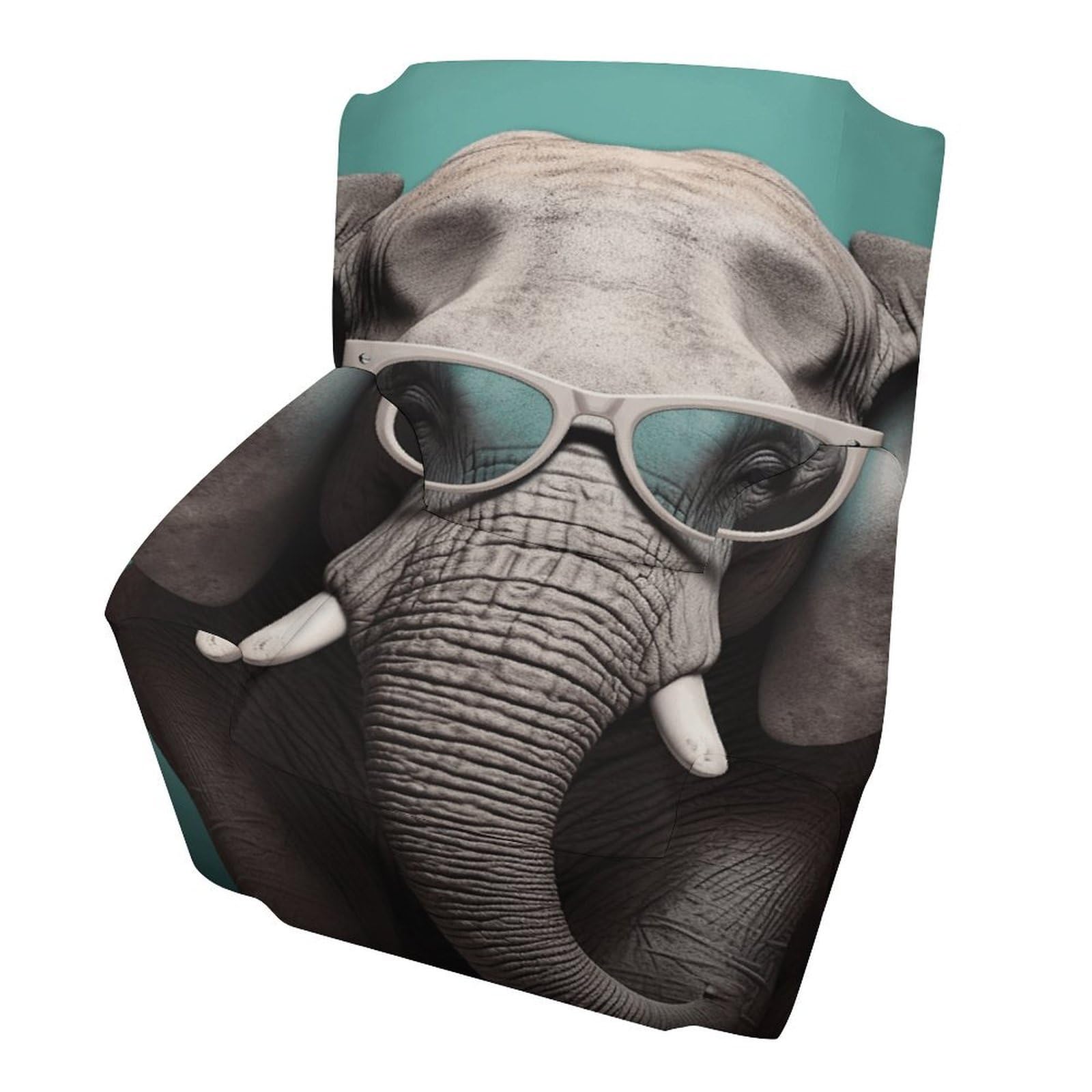 Fodpand Style Elephant With Glasses Sofa Cover Soft 1 Seater Sofa Slipcover For Pets Washable,Couch Cover With Elastic Straps Furniture Protector