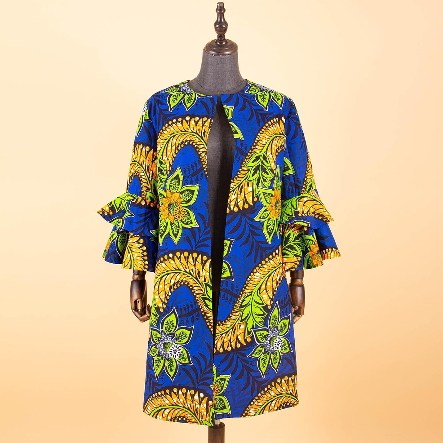 Dashiki African Clothes Women Outfits Ankara Print Long Jacket Double Layer Ruffles Sleeve Coat Customized Clothes - Image 2