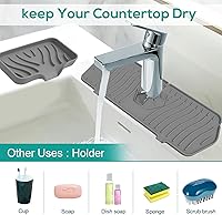 Vista 2 de 4 piezas de protector contra salpicaduras para fregadero de cocina y bandeja de jabón, tapete protector de silicona para grifo, soporte de esponja