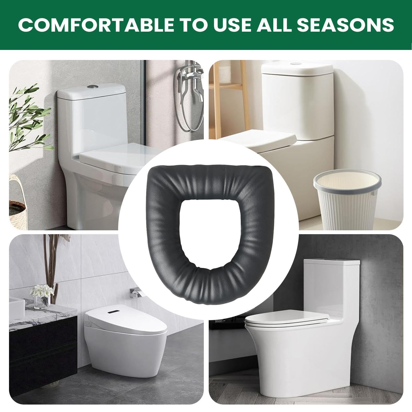 Cuscino per WC: Base impermeabile antiscivolo, sollevatore di altezza imbottito, supporto morbido e confortevole, design durevole e facile da pulire, sollevatore per WC ergonomico, portatile,