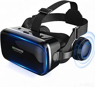 Casque VR HD Lunettes 3D avec &Eacute;couteurs Hi-FI Int&eacute;gr&eacute;s, R&eacute;alit&eacute; Virtuelle pour T&eacute;l&eacute;phone, pour Films et Jeux, avec Smartphones Android et iPhone (4,7 &agrave; 6,7 Pouces), Cadeau Parfait pour No&euml;l
