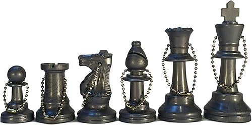 WE Games Juego de llavero a granel, 17 piezas de ajedrez de plástico plateado con cadena, llavero, lindos accesorios de llavero, llavero para
