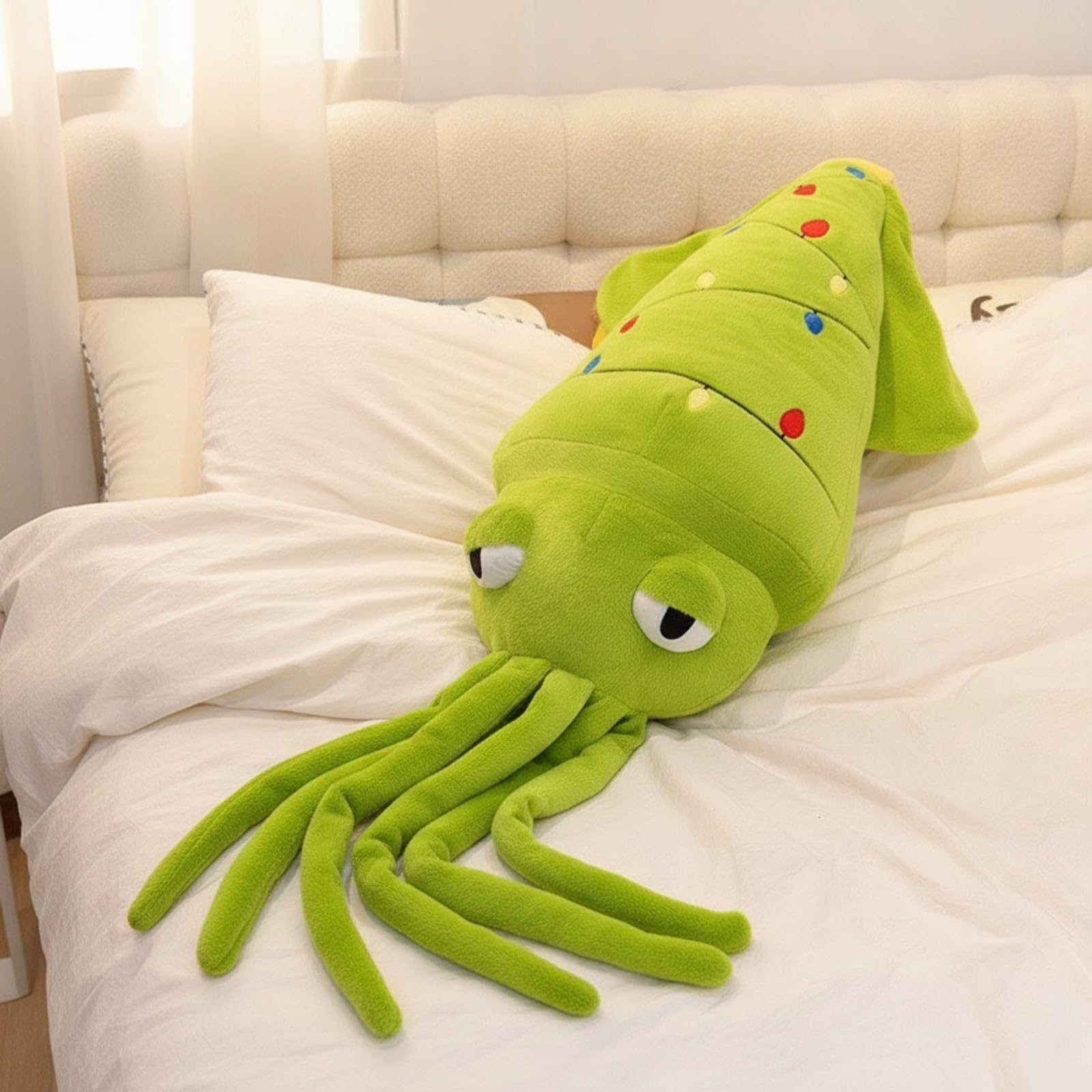 Calro di Peluche con Punta Morbido Peluche Calro con Dettagli a Punti Soffice per Area Relax, Esposizione Natalizia, Verde