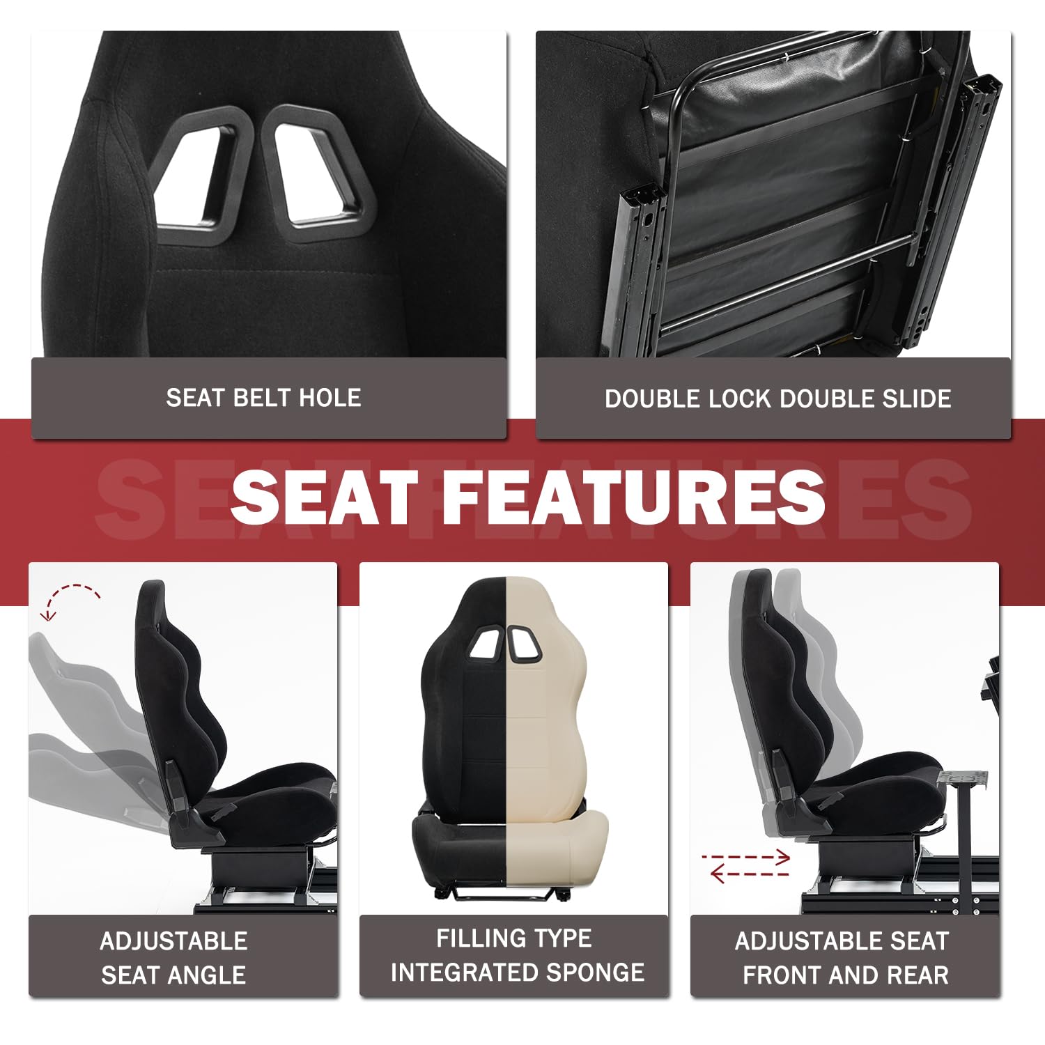 Supllueer 8040 Aluminum Racing Simulator Cockpit with 3 Monitor Stand and Black Seat,Universal and adjustable Cockpit, Compatible with Logitech/Thrustmaster/Fanatec/Moza Direct Drive Motors Wheels