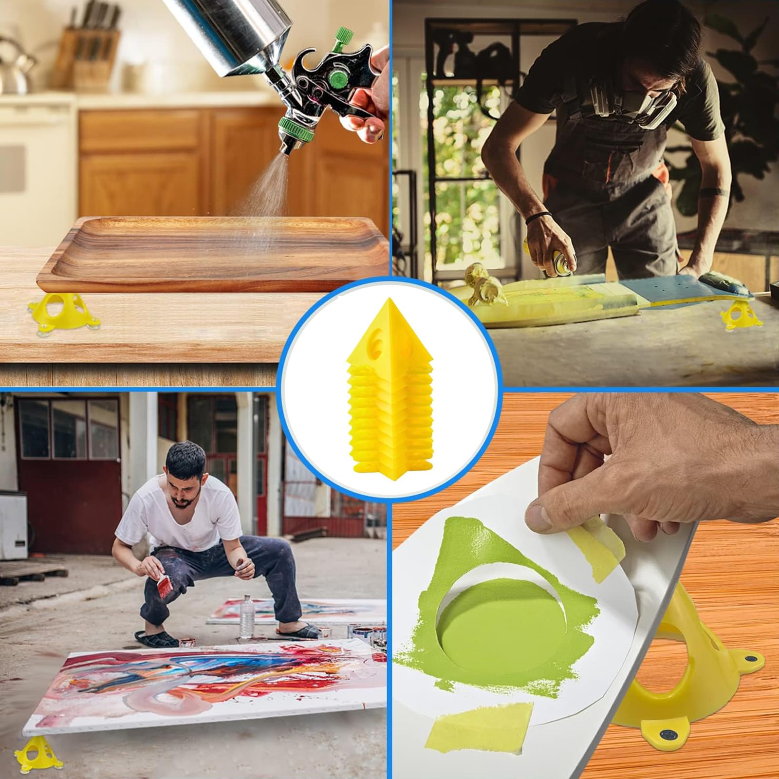 Giallo Cono Tela e Triangolo di Vernice, Supporto Supporti Pittura Perforata Legno Mobili Stand, per Porta Dell'armadio in Tela Gialla, Utensili Manuali E Accessori
