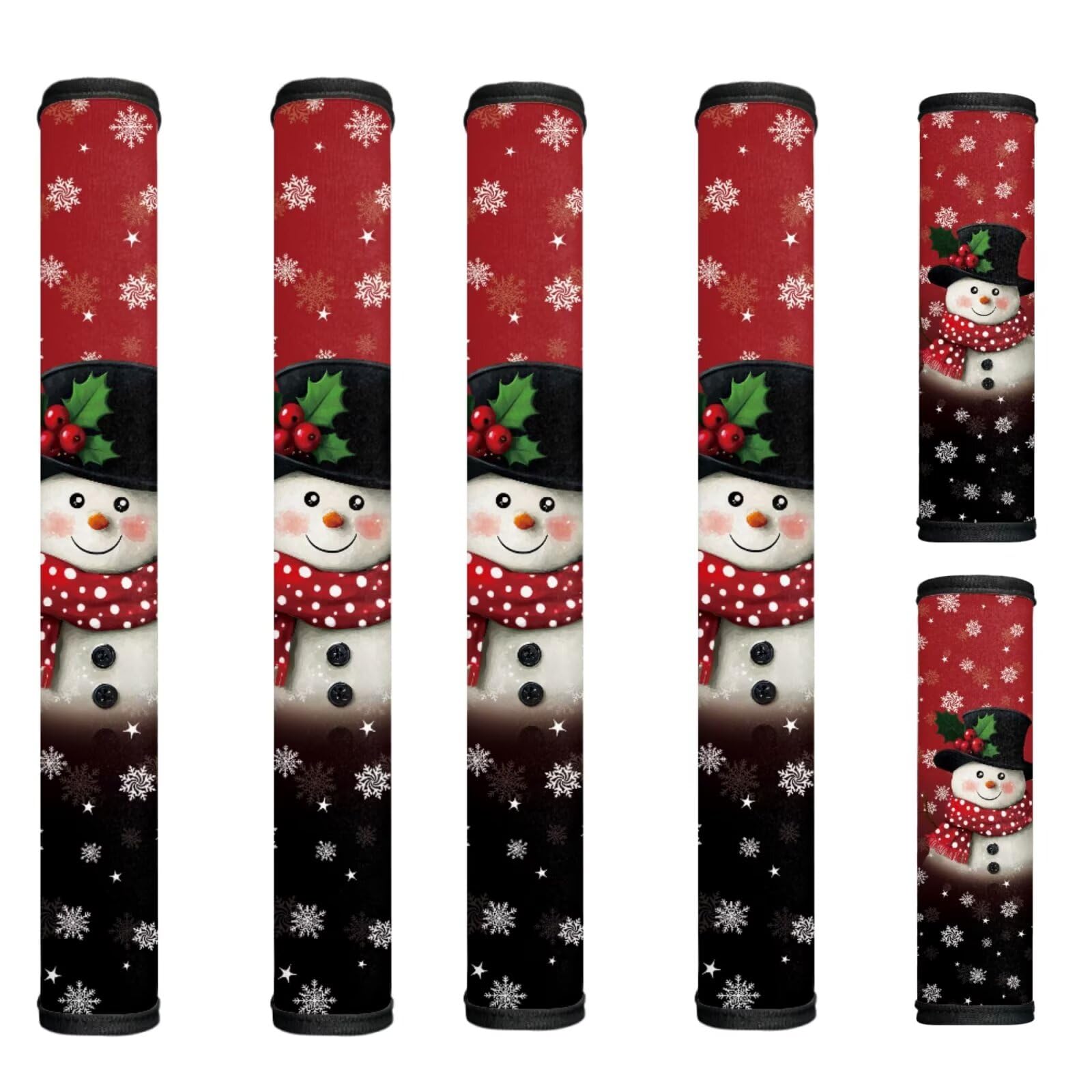 Christmas 6 Pieces Refrigerator Door Handle Covers Snowman Fridge Handle Covers Washable Appliance Handles Cover, Halloween Countertop Decor Keep Off Fingerprints,Food Stains
