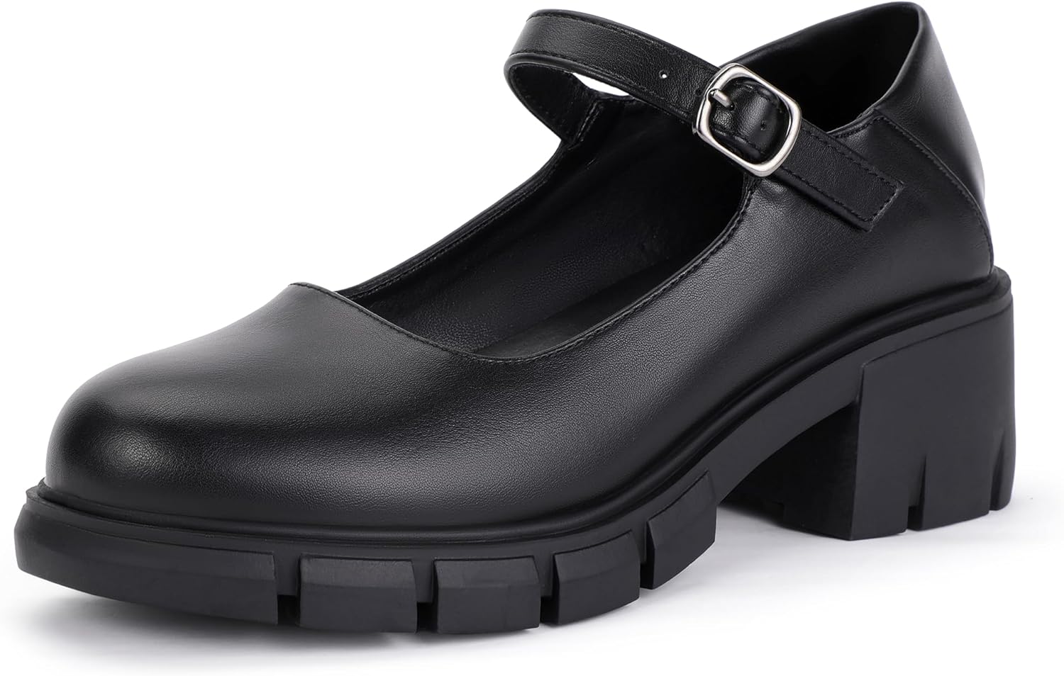 IDIFU IN2 Platform Mary Janes Shoes Closed Round Toe Low Short Block Chunky Thick Heels Wedding Prom Formal Work Graduation Dress Shoes for Women Comfortable Cute Vintage Oxfords Uniform Dressy Pumps