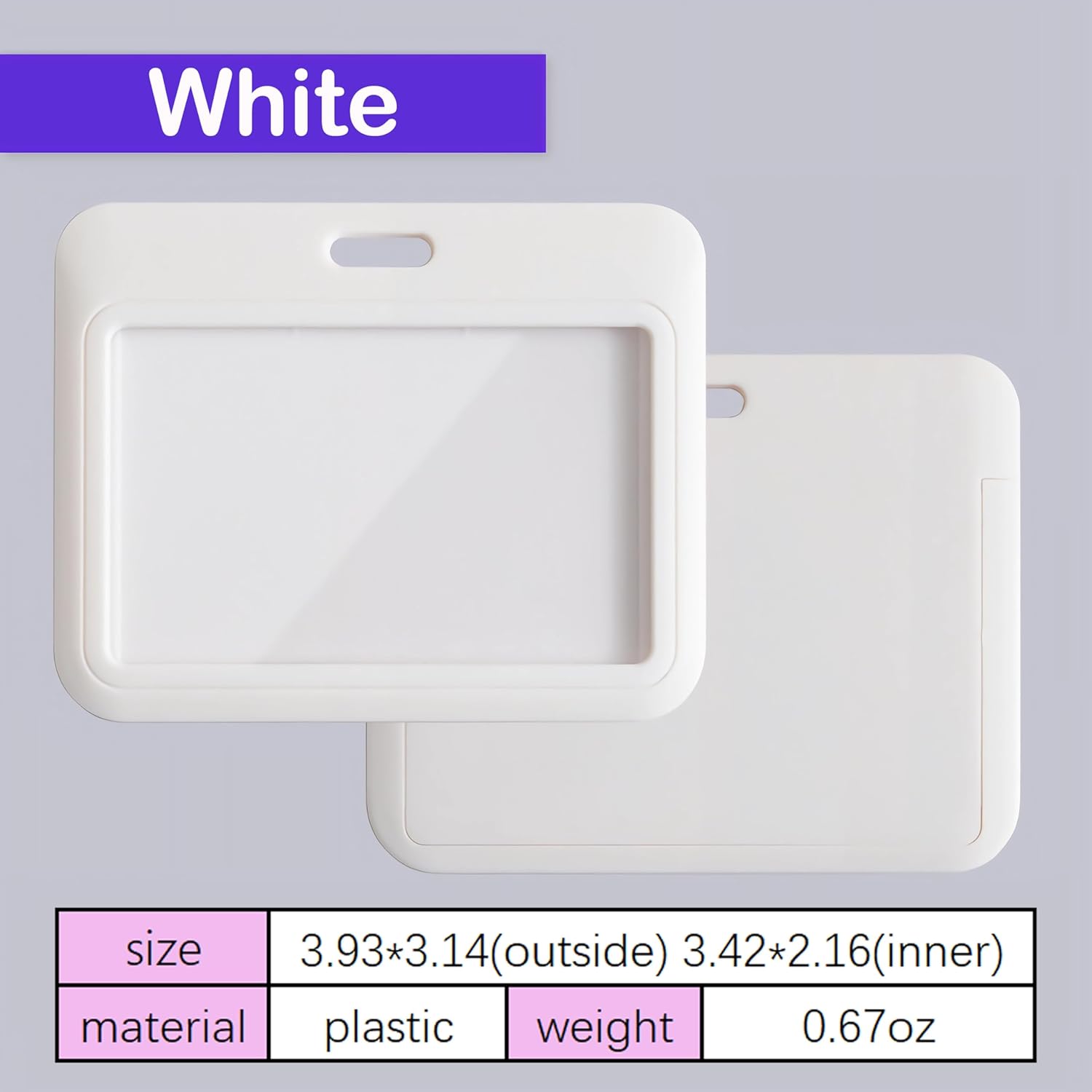 1 Pack Sliding Horizontal ID Badge Holder with Clear Window White ID Card Holder Protector Pouch for Office School ID Credit Cards Proximity Key Cards Driver’s Licenses and Passes - Image 2