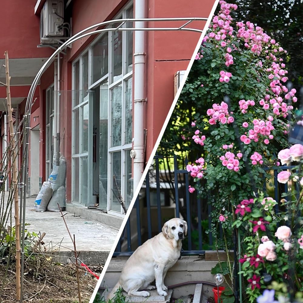 Stahlrahmen, Gartenbogen, Rankgitter für den Außenbereich, Metallbogen mit Rankgitter für Kletterpflanzen, 2,2 m hoch, Gartendekoration (Farbe: Schwarz)