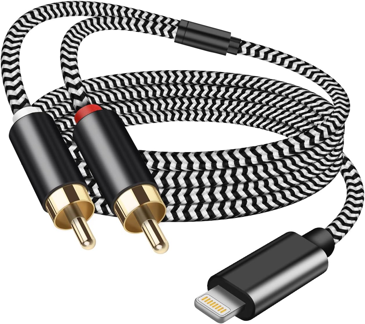 [MFi Certified] Lighting to RCA Cable Audio Aux Adapter, 2-Male Stereo Y Splitter Aux Cord Compatible with i-Phone 14 13 12 11 Pro XS XR X 8 7 for Amplifier,Car,Home Theater, Speaker and More (6.6FT)