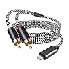 [MFi Certified] Lighting to RCA Cable Audio Aux Adapter, 2-Male Stereo Y Splitter Aux Cord Compatible with i-Phone 14 13 12 11 Pro XS XR X 8 7 for Amplifier,Car,Home Theater, Speaker and More (3.3FT)