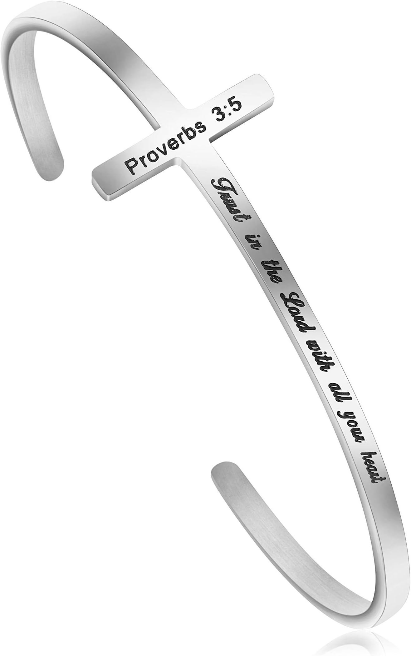 Religious Bracelets for Women Girls Christian Cross Cuff Baptism Faith Bible Verse Jewelry Stainless Steel Confirmation Birthday Christmas Gifts for Mother Sister Wife Friends