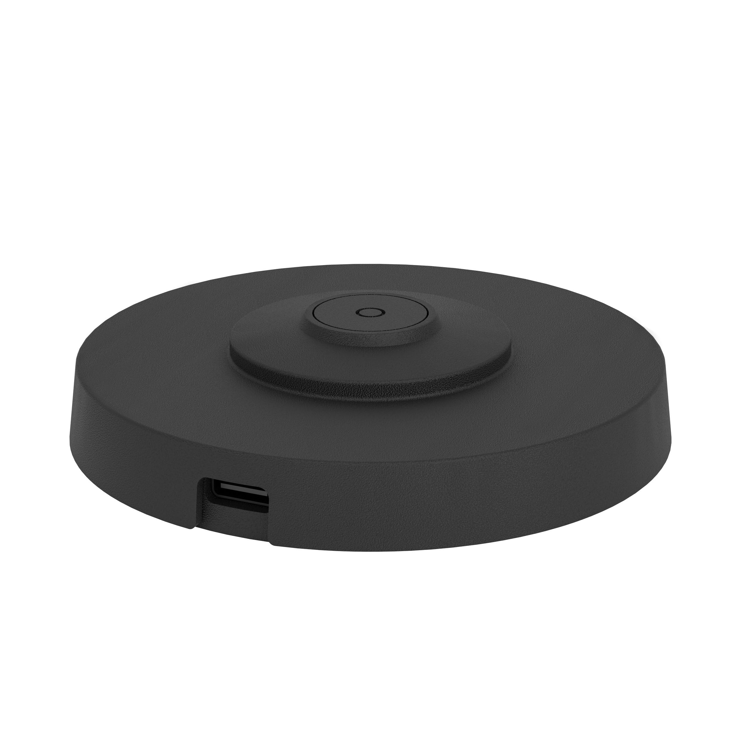 Eglo Charging Station Single Charging pad, Charger for Outdoor Table Lamps of the Ponente Series, USB-C Cable, Plastic in Black, Ø 8 cm