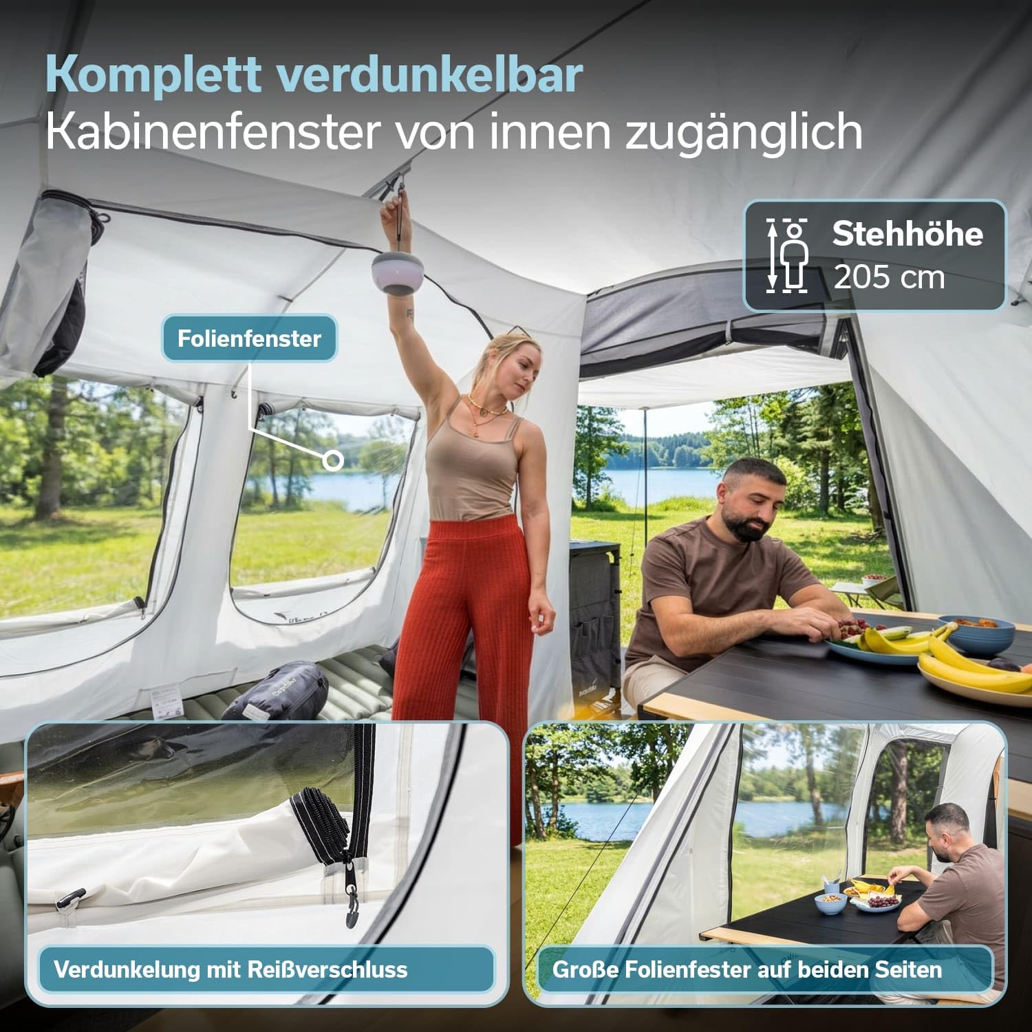 Skandika Busvorzelt Camper Tramp 2 Protect XL | Vorzelt für 2-4 Personen, eingenähter Boden, wasserdicht, 3000 mm Wassersäule, freistehend nutzbar | Zelt für Van, Minivan, Outdoor, Camping, Roadtrip