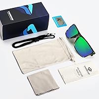 Vista 24 de TOREGE - Lentes de sol polarizados deportivos para hombres y mujeres, para ciclismo, correr, golf, pesca, TR26 Marco negro y lente plateado cobre