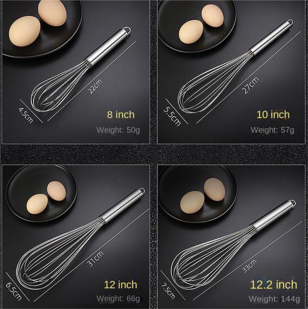 Varillas de Batir para Cocinar Batidor De Huevos Manual con Globos, Utensilios De Cocina For Cocinar Y Hornear, Mezclar Y Huevos, Espumar, Batir(8 Inches)
