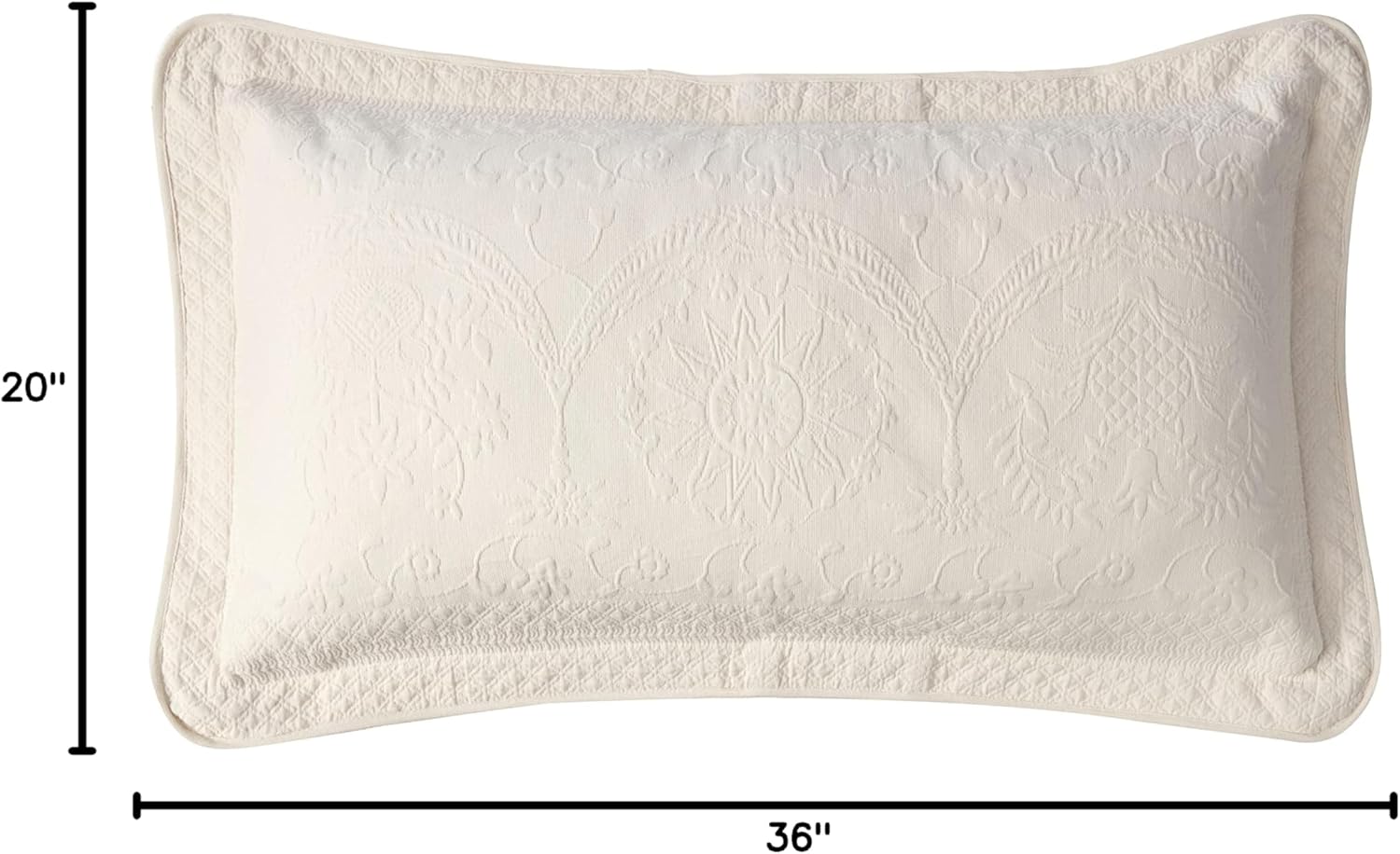 King Charles Modern Farmhouse Floral Matelasse Decorative Pillowcase, 100% Cotton Breathable Bedding, King Sham (20" x 36"), Ivory - Image 8