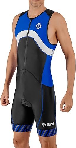Miniatura 16 de SLS3 Trajes de triatlón para hombre, triatlón de triatlón de primera calidad, sin mangas, de secado rápido, con bolsillo trasero grande Ola gris