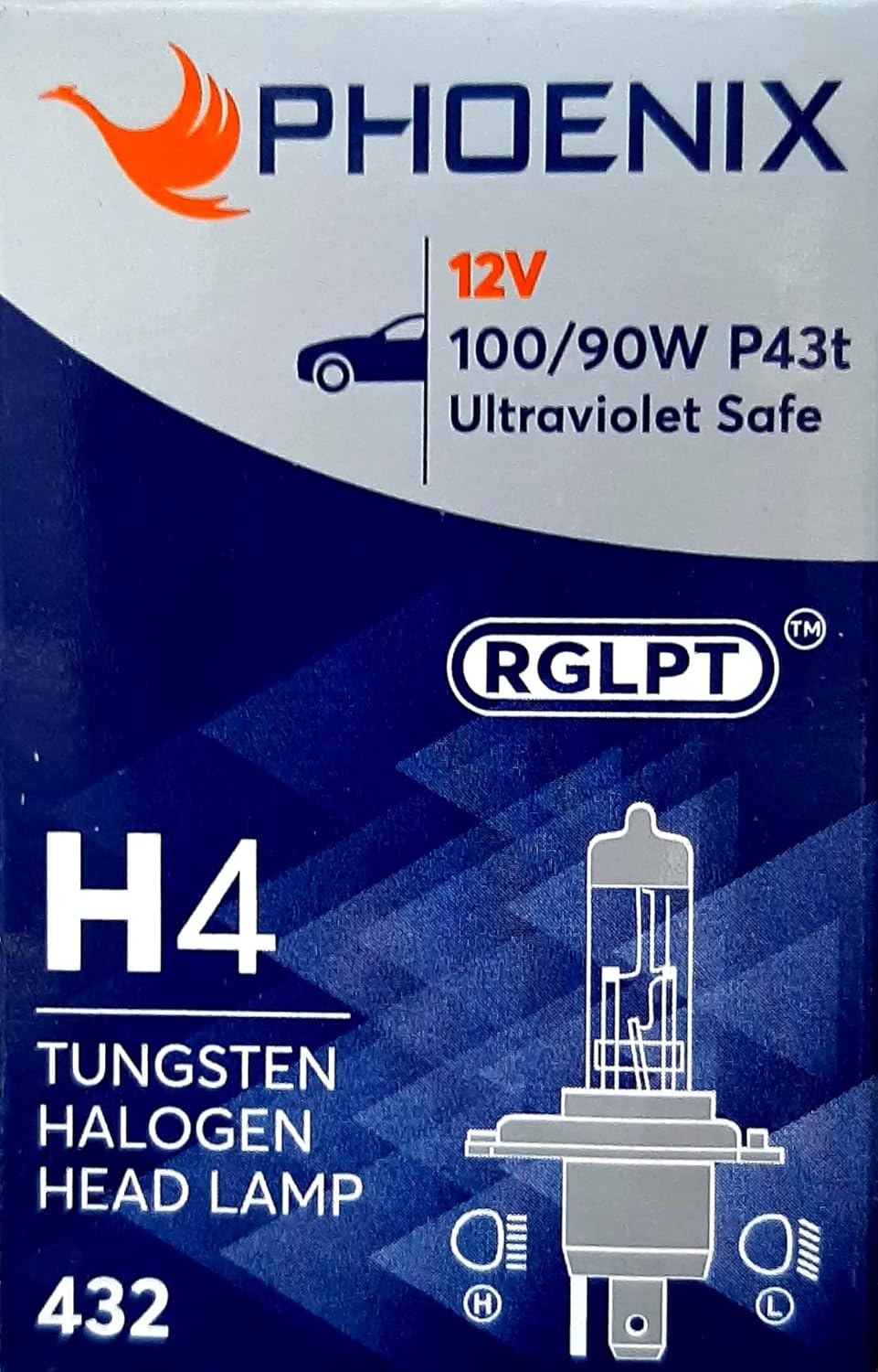 Phoenix Tungsten Bright Headlight Bulb H4, 12V, 100/90W Extra