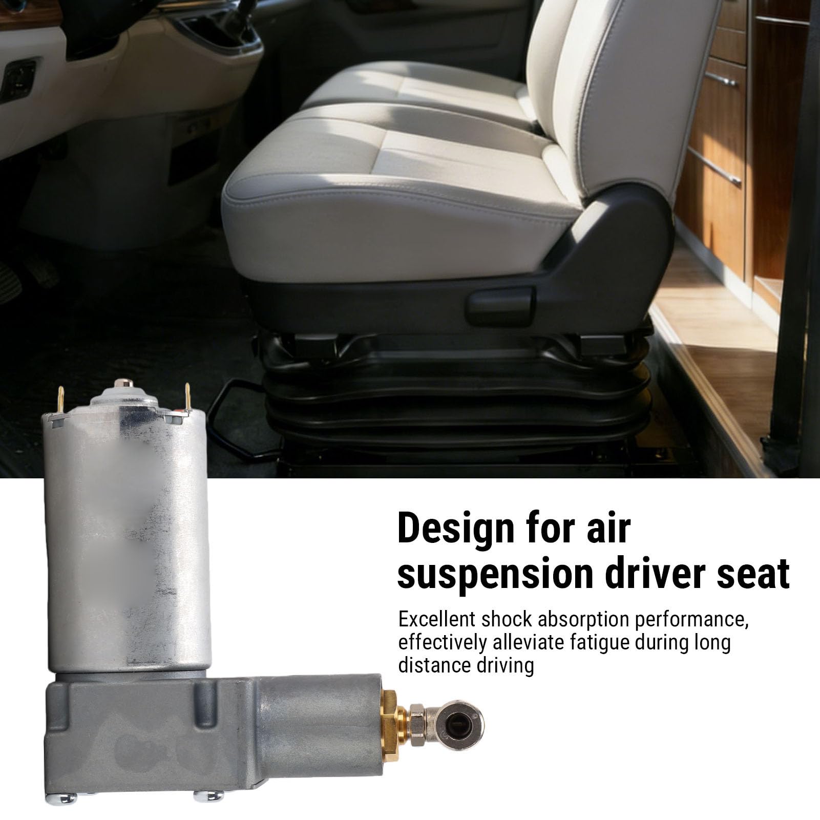 Compresseur de Siège Pneumatique 12 V, Moteur en Métal Robuste pour Camion avec Absorption des Chocs, Installation Facile pour Sièges Conducteur à Suspension Pneumatique