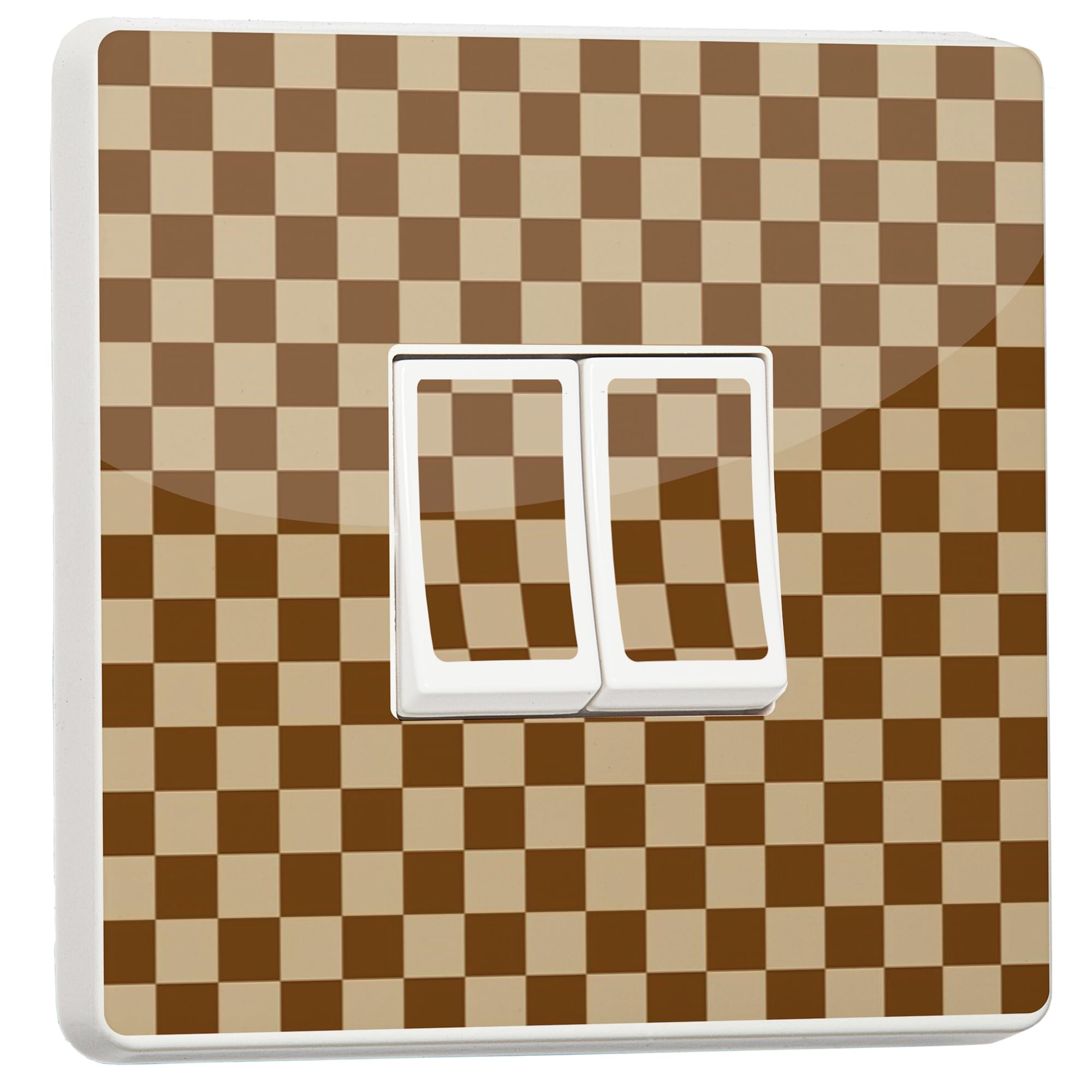 stika.co Checker Print Vinyl Light Switch Stickers – Set of 2 Decorative Skins for Single or Double Switches | Modern Home Decor in Pink, Red, Green, Orange & More (Tan, Double)