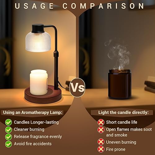 Vista 11 de KLL Lámpara calentadora de velas con temporizador: regalos de Navidad para mujeres, regalos de cumpleaños para mujeres, mamá, regalos de Negro