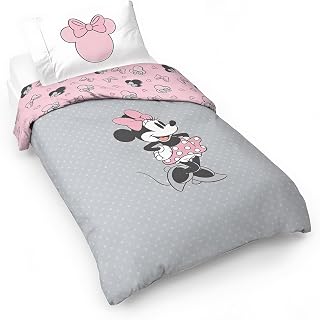 Disney Minnie One of a Kind 100% Baumwolle Kinderbettwäsche-Set 135x200 cm Einzelbettgröße - Bettbezug + Kissenbezug 50x70 cm