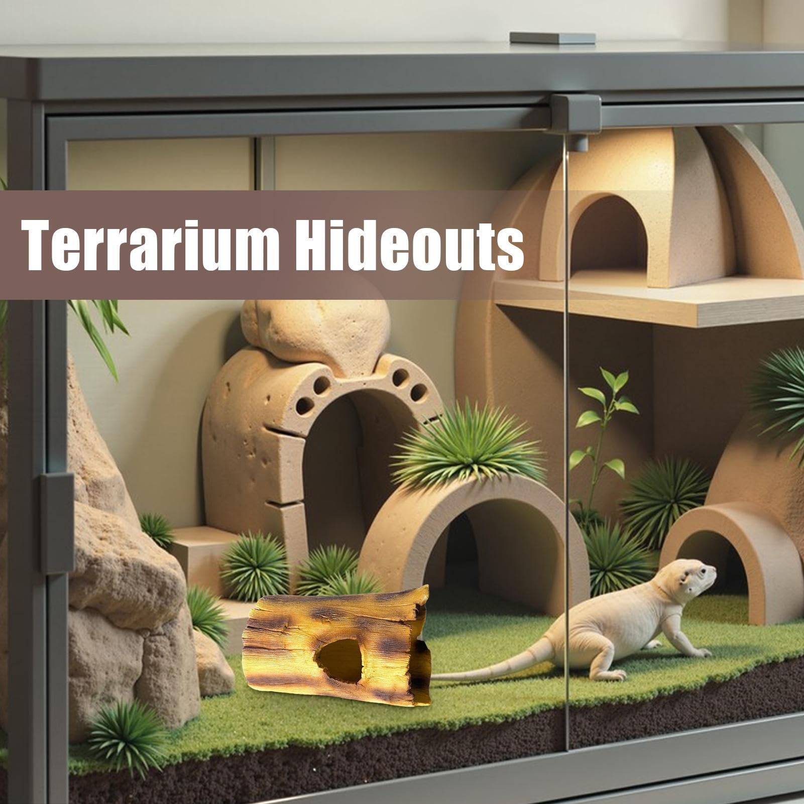 Abri pour Lézard Zone de Repos, décor Aquarium et Accessoires Aquarium | Maison tortue imitation écorce pour lézards pour Tortues Barbus Geckos Caméléons Serpents Et Amphibiens Intérieur