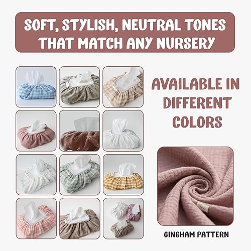 Miniatura 6 de Funda para toallitas para bebé - Tamaño universal, talla única, se adapta a todos los paquetes de toallitas | Funda de tejido de algodón de muselina