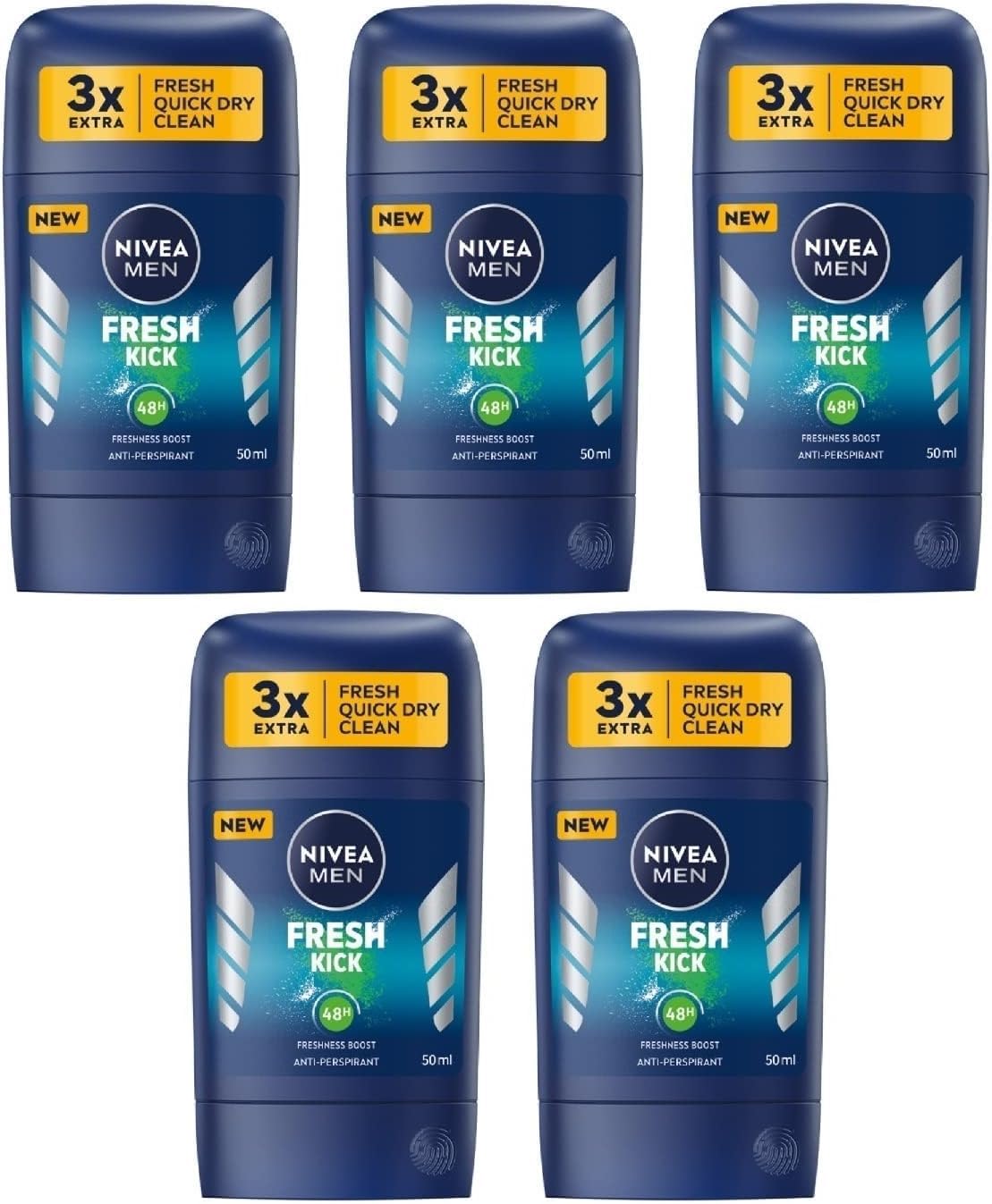 Amazon | (Pack of 5) Nivea Cool Kick Deodorant Solid Stick for Men