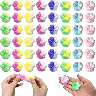 50Pcs Mini Cat Paw Toy,Colorful Cat Paw Fidget Toys,Cute Soft Stress Reliever Toys for Kids Adults Boys Girls Party Favors Classroom Prizes