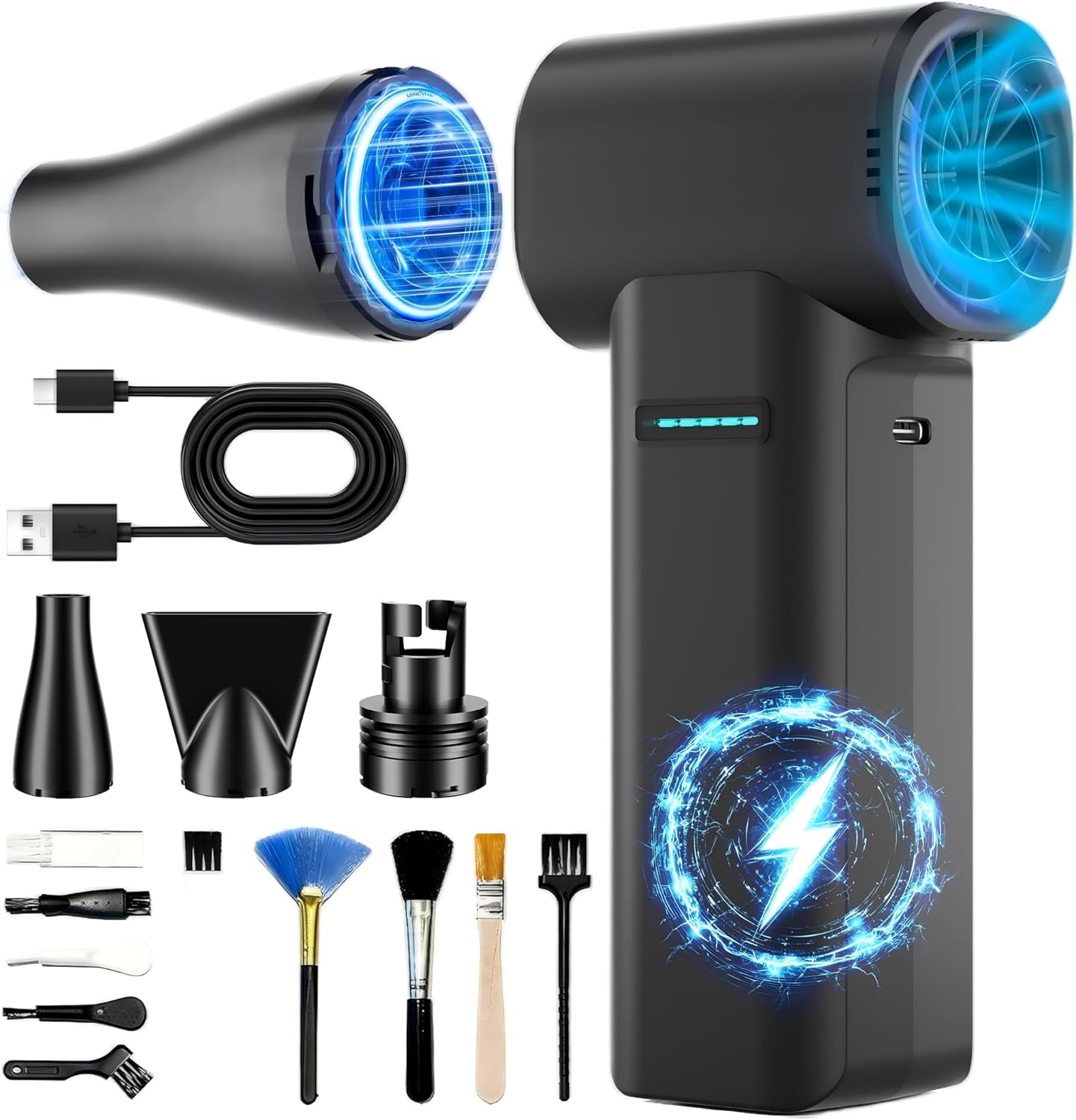 Electric Air Duster, 800000RPM max 1.1lbs Wind Force Brushless Motor, Super Power Compressed Air Duster, 3-Gear Dust Blower, Fast Charging, Electric Duster for PC, Car, House, Outdoor