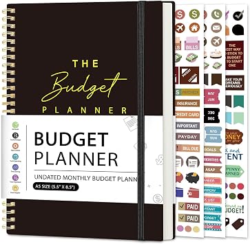 Budget Planner - Monthly Budget Book Undated with Expense & Bill Tracker - Undated 12 Month Financial Planner/Account Book calendar organizer to Take Control of Your Money