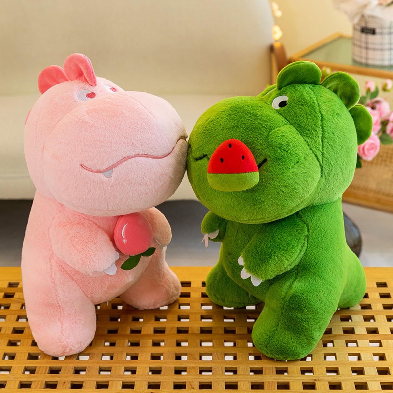 Dinosaurier Kuscheltier, Dinosaurier Plüschtiere mit Frucht, Weiches Dino Plüschtier, Kawaii Dinosaurier Plüsch Kissen Spielzeug, Tyrannosaurus Plüschsaurier Geschenk für Jungen Mädchen (65cm,Grün)