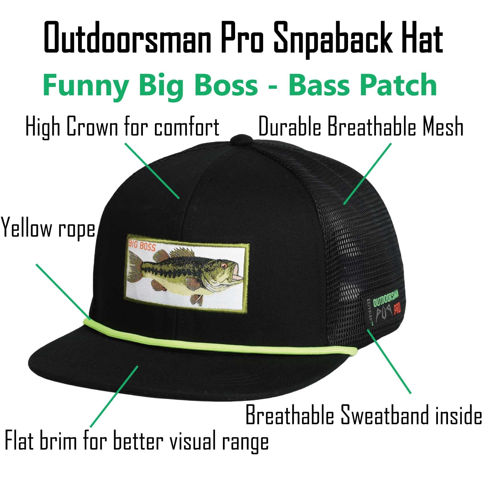 EDTREK Outdoorsman Pro Trucker Casquette en maille respirante – Casquette snapback à bord plat