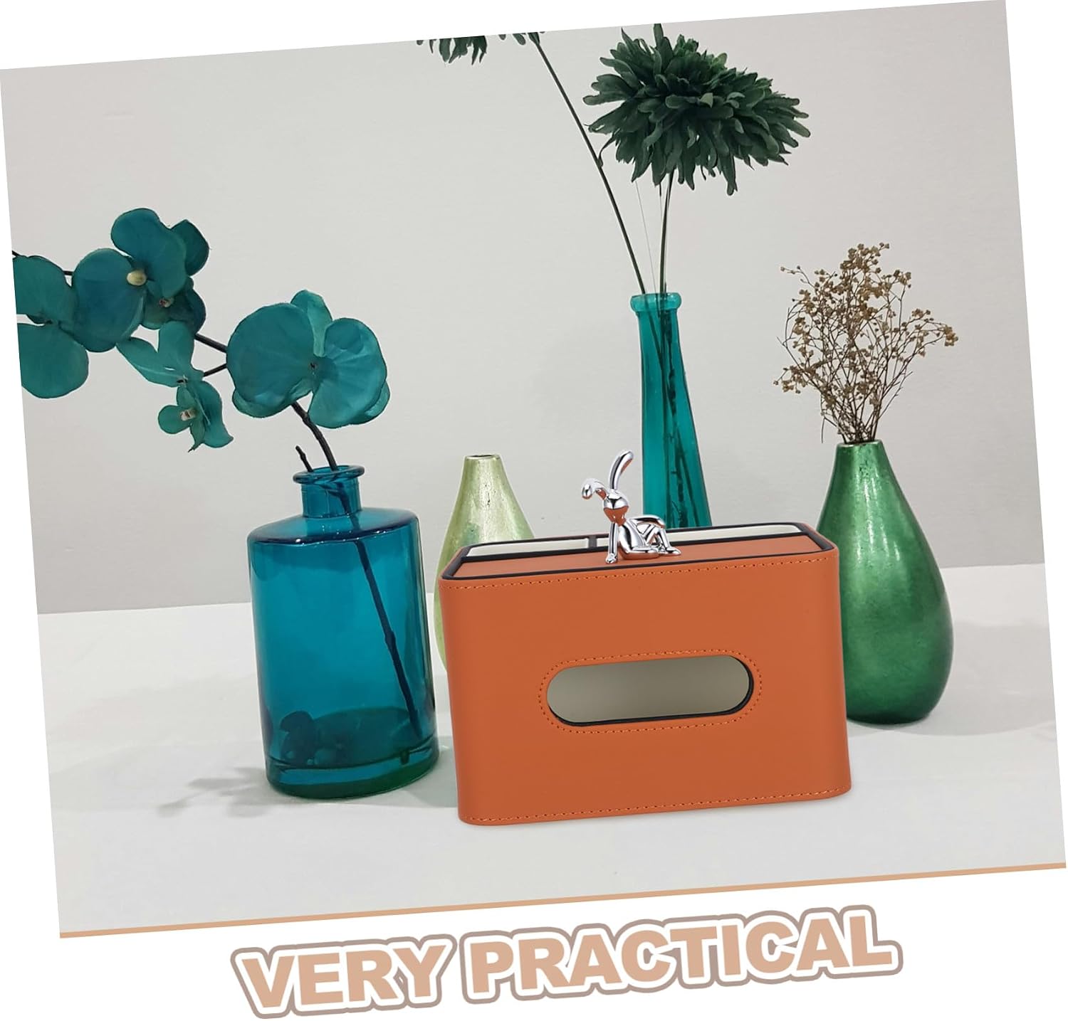 Pu Leather Tissue Box Holder Organizer with Remote Control Compartment, 7.7 X 6.5 X 4.7 Inch Storage Box for Living Room, Office, and Dorm Desktop