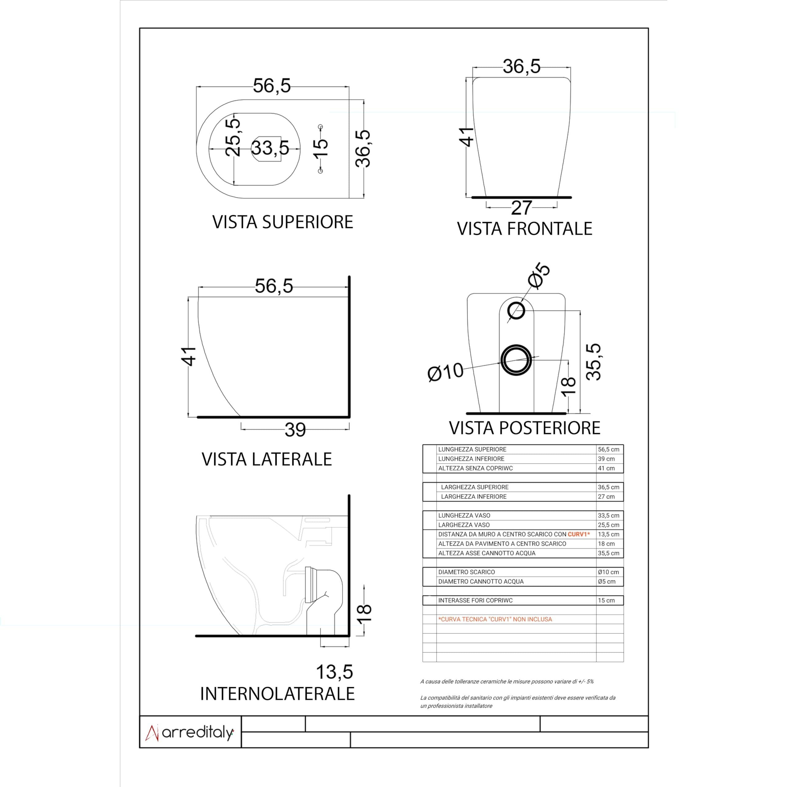 Coppia Sanitari Filomuro Filo Muro Filo Parete Vaso WC E Bidet Design Moderno In Ceramica Con Copriwater Chiusura Soft Close Chiusura Rallentata Colore Bianco