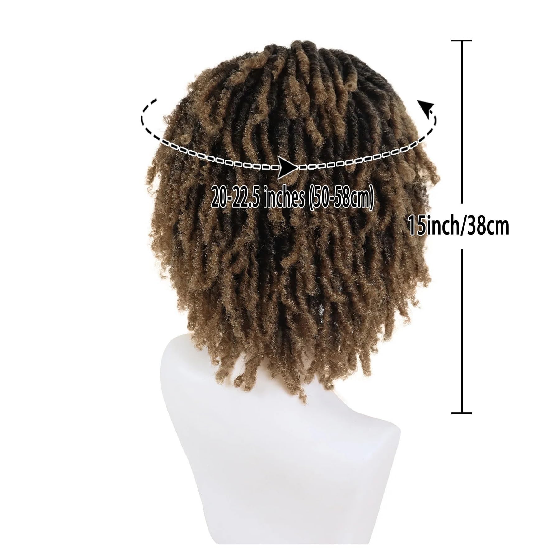 1 Szt. Peruka Z Dredami Fałszywe Dredy Włosy Syntetyczne Krótkie Kręcone Warkocze Peruki Dla Kobiet I Mężczyzn Afro Szydełkowe Męskie 14 Cali(Ombre Blonde)