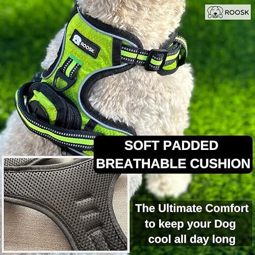 Miniatura 4 de Arnés para perro  Sin tirones, reflectante, ajustable en 4 direcciones con soporte para bolsa de excrementos, máxima comodidad, suave, acolchado