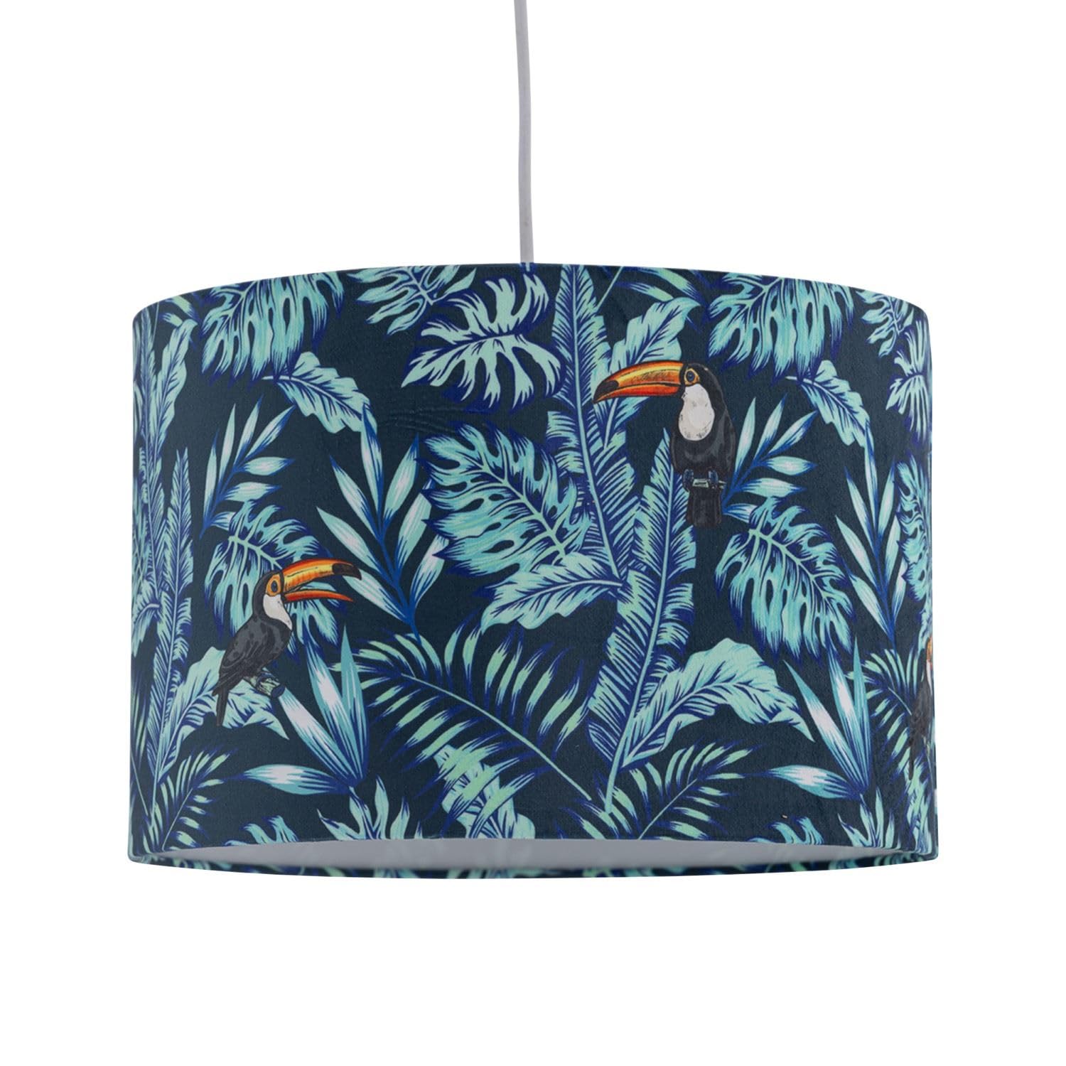 Firstchoicelighting Toucan Tropical Design Velvet Easy Fit Ceiling Pendant Lightshade Or Table Lamp Shade, Diameter 30Cm
