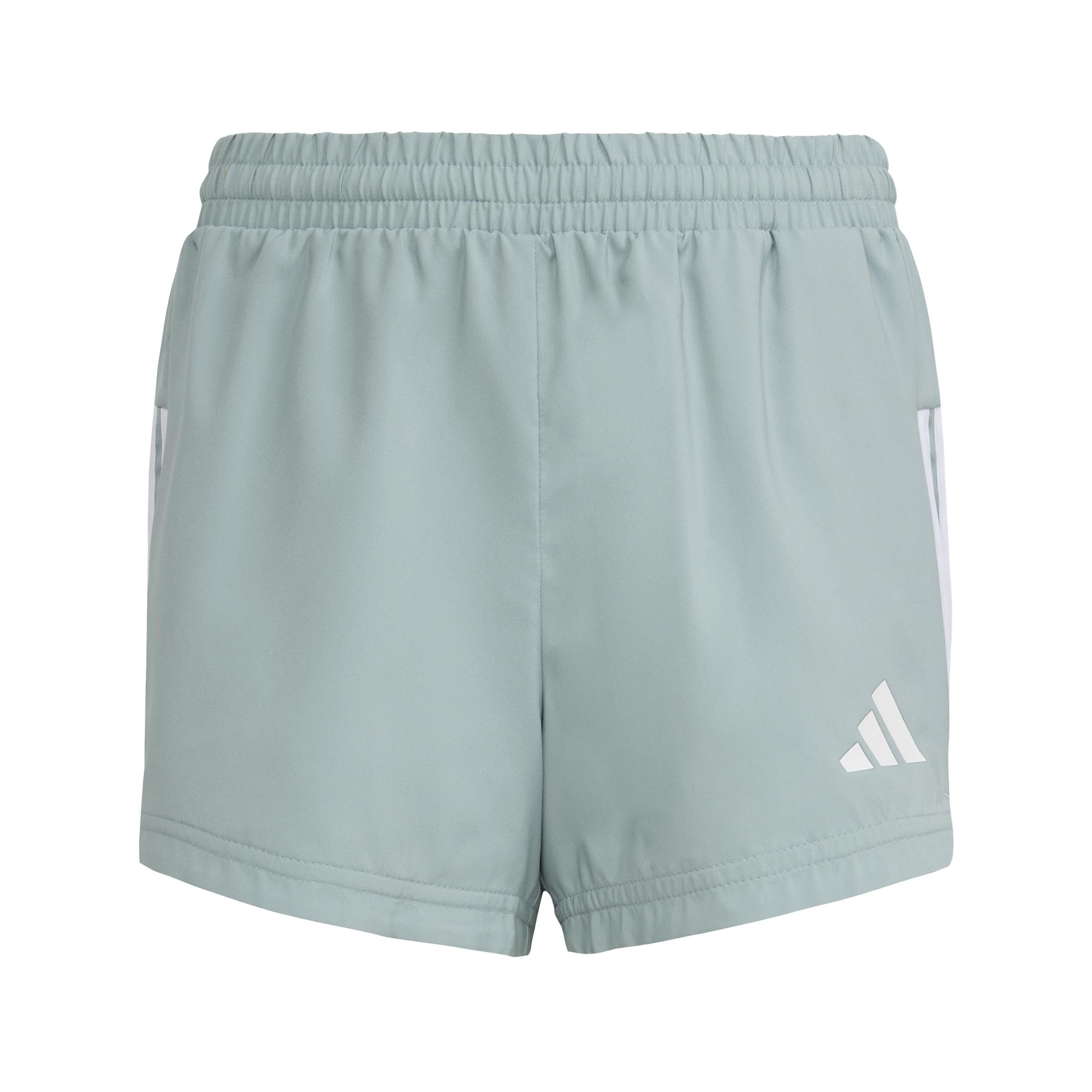 adidas Girl's Train Essentials 3-Stripes Shorts, Wonder Sage/White, 11-12 Years