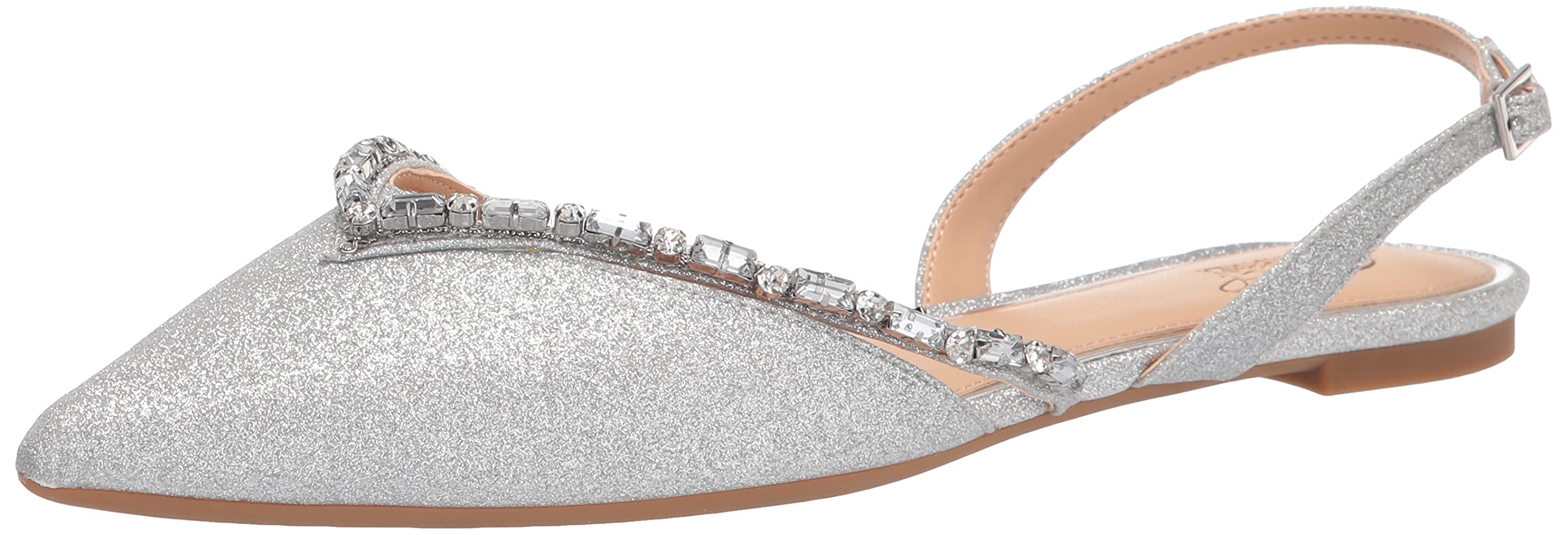 Jewel Badgley Mischka Women's Camden Ballet Flat, Silver Glitter, 7 UK